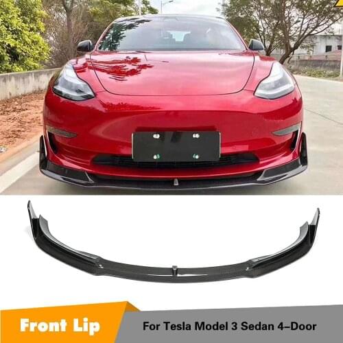 For Tesla Model 3 Front Bumper Lip Diffuser Carbon Fiber Chin Portector Spoiler 2017 2018 2019 2020