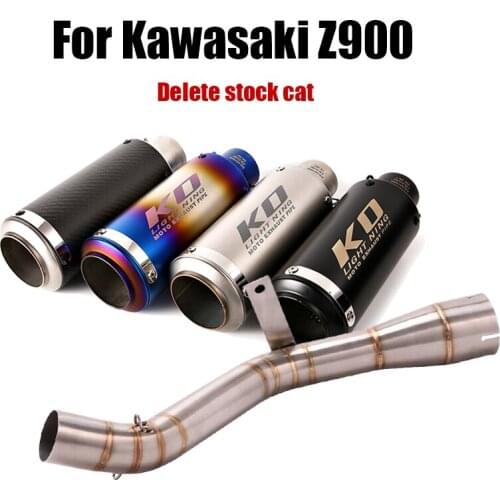 For Kawasaki Z900 Delete Stock Cat Middle Link Pipe Escape Connect Section Tube Slip On Exhaust Muffler Tips 51mm Motorcycle