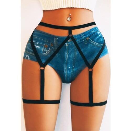 Harness Garter Belts Elastic Plus Size Body Harness Strappy High Waist Stockings Suspender Goth Hollow Out Clubs Dance Lingerie