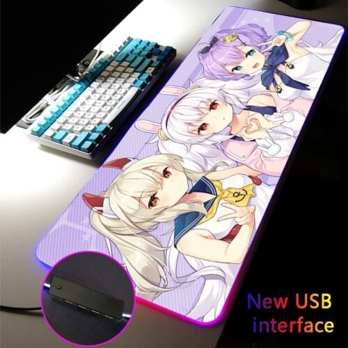 RGB Mouse Pad USB Hub Anime cute Girl Azur Lane MousePad Four USB Docking Dock Typec Interface Multi-interface Desk Mat Carpets