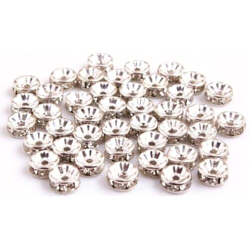 Kwoi vita Wholesale price Silver 8mm 500pcs Crystal Rhinestone Spacer Beads for Necklace Bracelet Jewelry