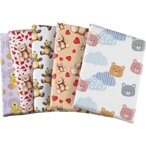 Bear Printed Polyester Cotton Fabric for Diy Patchwork Quilting Baby Cribs The Cloth Cushions 50*145cm