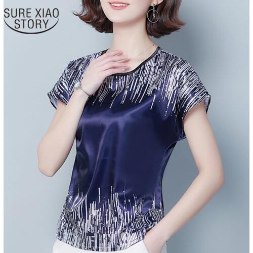 Fashion women blouse 2021 womens clothing short sleeve print chiffon blouse women plus size tops womens tops and blouses 3816 50