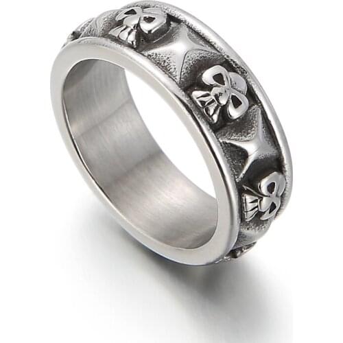 Petspeak Punk Skull Male Rings Black Silver Color Anillos Stainless Steel Skeleton Rings For Men Retro Jewelry Accessories 2021
