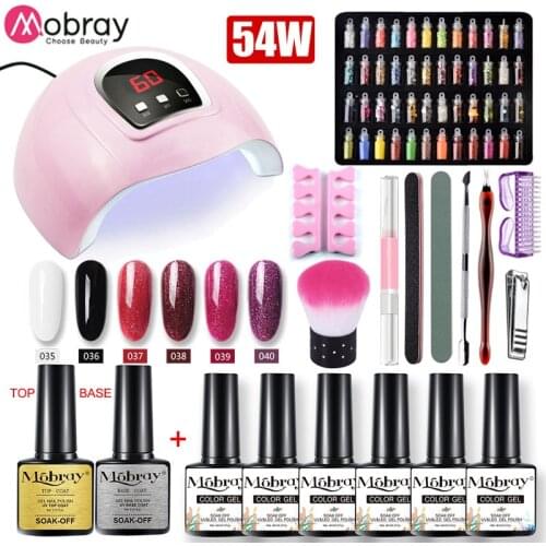 Nail Set UV LED Lamp Dryer With 6/4 pcs Nail Gel Polish Kit Soak Off Manicure Tools Set Nails Art Decorations Nail Tools Set