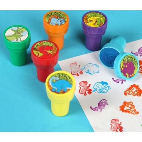 Pack of 6Pieces DIY Dinosaur Stamp Bright Color Stamp Set Graffiti Kit Community Popular DIY Scrapbook Kit Cartoon Seal D5QA