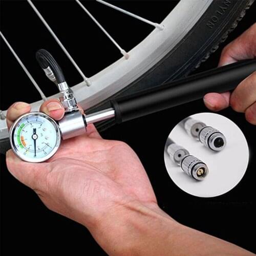 Mini Bike Pump with Gauge High Pressure Scalable Cycling Shock Tire Hand Bicycle Air Supply Inflator