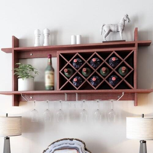 120cm Wall Mounted Restaurant Wine Rack Wood Wall Hanging Champagne Red Wine Bottle Shelf Decoration For Home Living Room