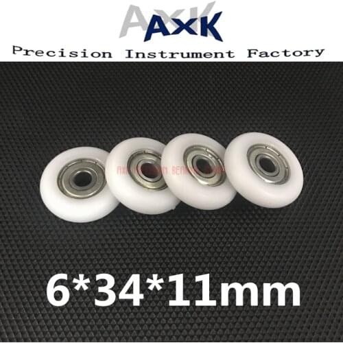 2019 6*34*11mm, Sliding Gate/window Nylon Roller/pulley/wheels 626zz Bearing Bore 6mm,diameter 34mm,thickness 11mm. 10pcs/lot