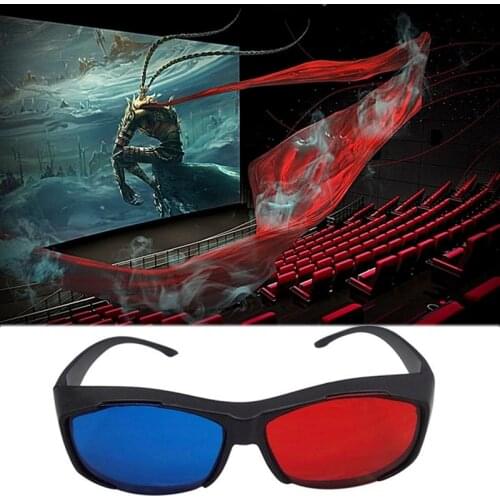 New Red Blue 3D Glasses Black Frame For Dimensional Anaglyph TV Movie DVD Game 1Pcs