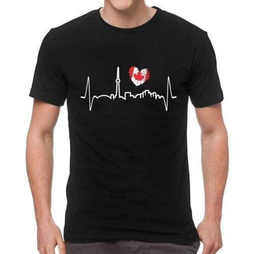 Heartbeat Canada T-shirt Mens Novelty T Shirt Short Sleeve Cotton Canadian Patriotic Pride Tshirt Unique Tees Tops