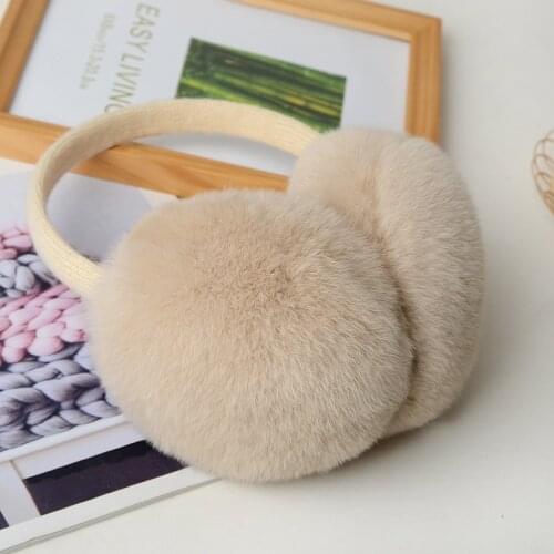 New Women Fashion Warmth 100% Natural Real Rabbit Fur Earmuffs Winter Girls Earmuffs