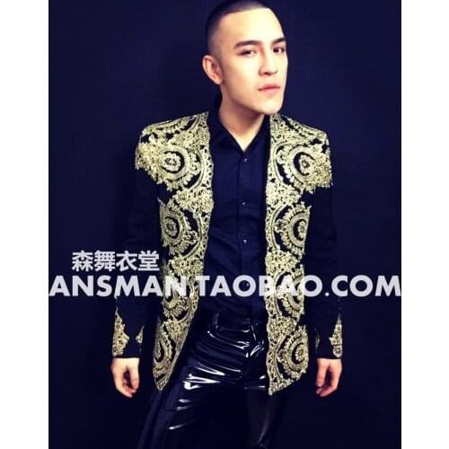 New Mens baroque style Embroidery suit costumes Male Wedding Dress Suit Nightclub Singer Costumes
