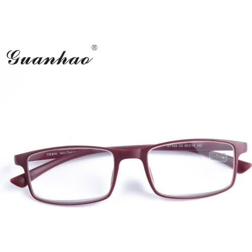 Guanhao Resin Lens TR90 Frame Reading Glasses Man Women Flexible Comfortable Hyperopia Glasses Presbyopia Eyeglasses Nose Pads