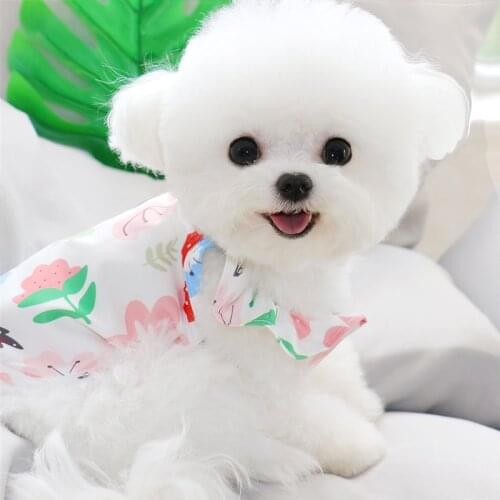 White Flowers Puppy Clothes Summer Thin Dog Clothes Teddy Breathable Bottoming Shirt Small Pet Summer Vest Suspenders
