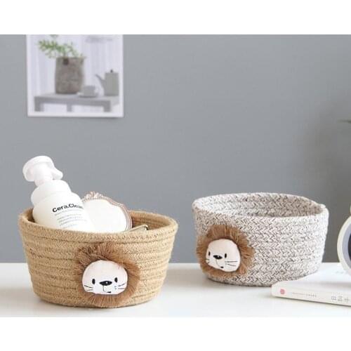 Kids Toys Organizer Dirty Clothes Laundry Baskets Cartoon Animals Cotton Rope Storage Basket Woven Desktop Sundries Storage Box