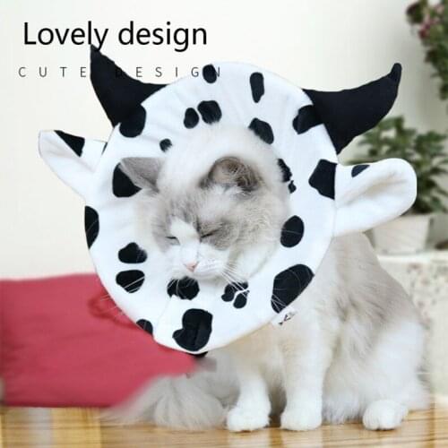 Cat E-Collar Recovery Cone Cute Cow Design Adjustable Cotton Blend Neck Recover Elizabeth Circle Dog Printed Protection Collar