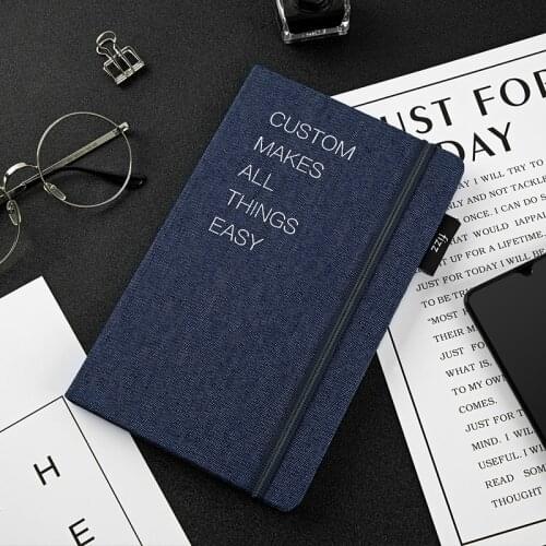 Hard Cover Denim A5 Line Notebook Ruled Elastic Band Simple Journal