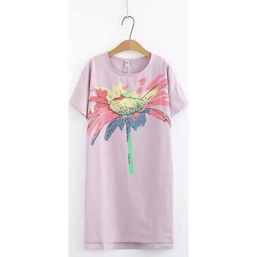 Plus Size Womens Summer Dress Cute Floral Printed Short Sleeve Knee Length Dresses Vintage Vestidos