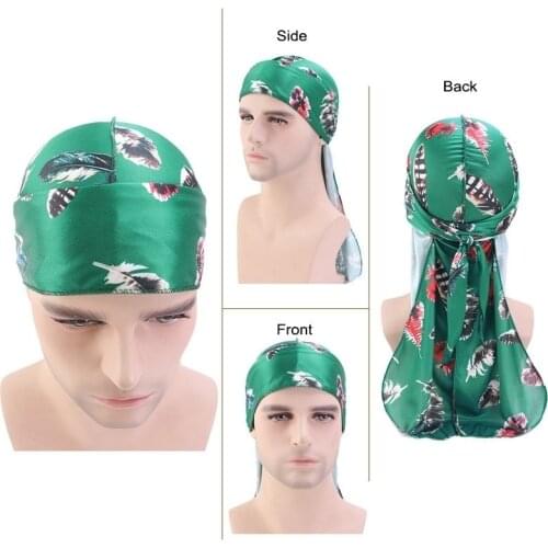 Fashion 6 Colors Headwear Silk Print Long Tail Pirate Cap Cape Polyester For Men Ladies Scarf Turban New Hat Lmitation New