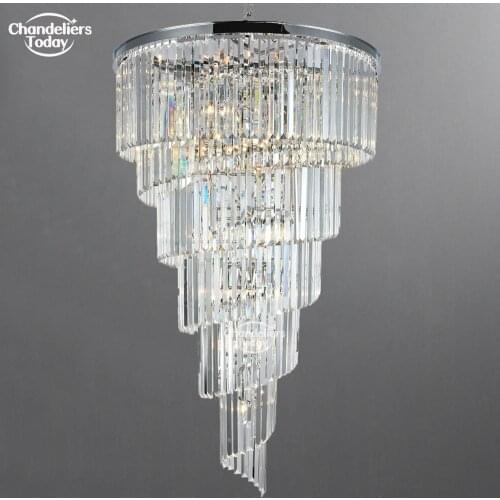 Modern Brass Chandelier Lighting LED Chandeliers Glass Chandelier Lamp Staircase Copper Hanging Light for Living Dining Room