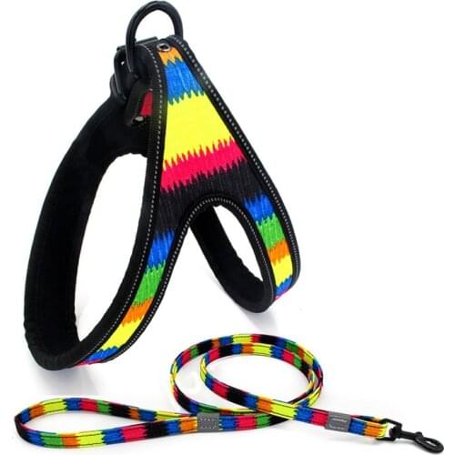 Reflective Dog Harnesses and Leash Set Oxford Diving Cloth Walking Training Dogs Harness Vest for Puppy Large Dog Pet Leashes