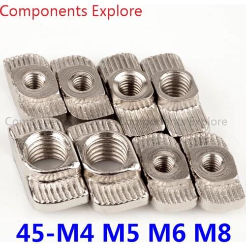45 Series T Hammer Nuts M4 M5 M6 and M8*19*10Fasten Connector For 45s Aluminum Extrusion Profiles,50pcs/lot