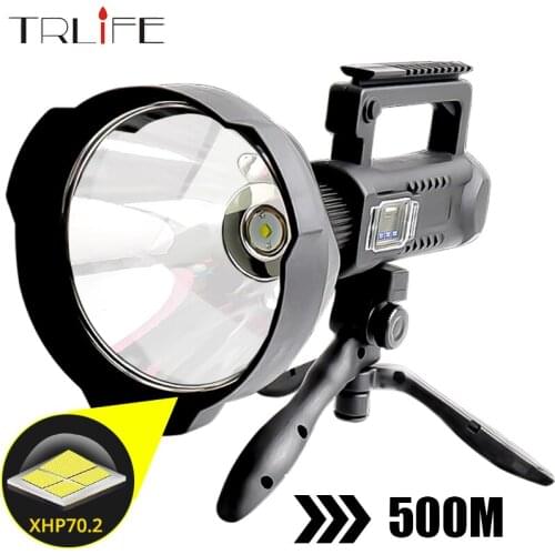 TRLIFE Super Long-range Flashlight Brightest XHP70.2/XHP50 LED Torch 7200mAh Portable Searchlight with Bracket USB Spotlight
