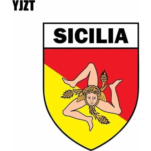 YJZT 9.2CM*12.2CM Reflective Sicilia Italy Motorcycle Decal Creative Helmet Car Sticker 6-0617
