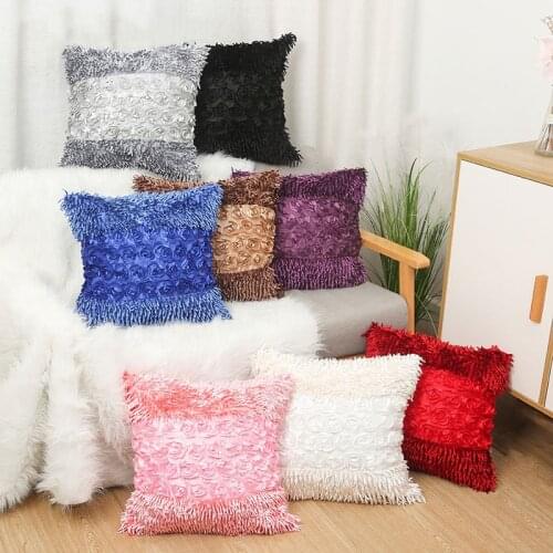 Patented Design Chenille Tassel Roses Patchwork Velvet Cushion Cover Couch Ultra Soft Throw Pillows Luxury Pillowcase Decor Home