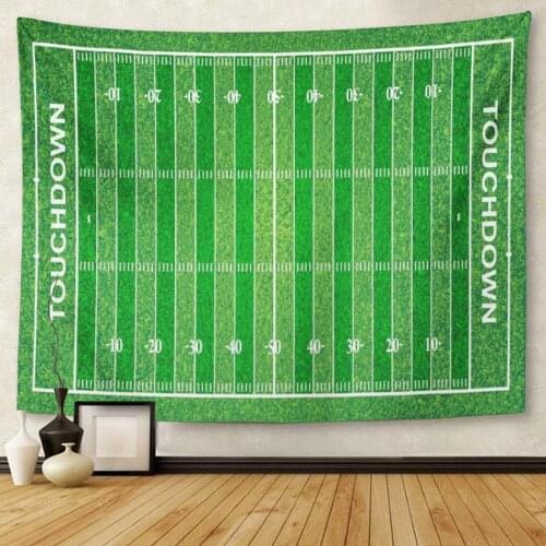 Green College American Football Field File Contains Transparencies Down End Tapestry Wall Hanging for Living Room Bedroom Dorm