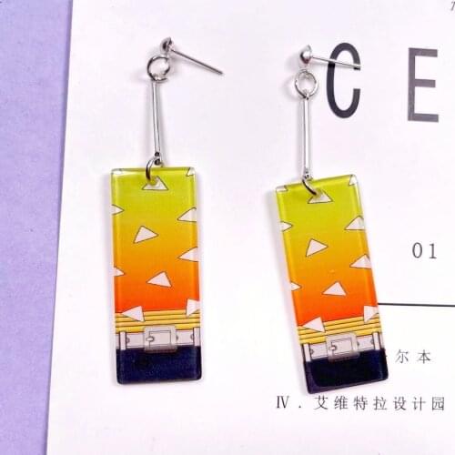 Trumpet Drop Earrings Anime Acrylic Demon Slayer Kimetsu no Yaiba Blade of Ghost Earings For Women Men Gift Earrings