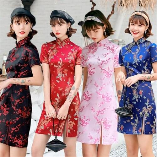 Chinese performance costume cheongsam new spring and summer retro elegant ladies dress wedding robe traditional chinese dress