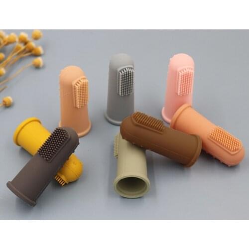 BPA free Cute Baby Finger Toothbrush With Box silicone with case tooth brush soft brush teether