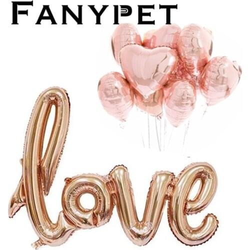 1set Love Balloons Champagne&Pink Heart Foil Balloon DIY Home Birthday Party Decorations Wedding Party Supplies Wedding Balloons