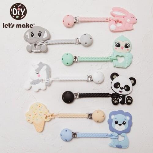 Lets Make 1PC Silicone Pacifier Clip Accessories Baby Teether Teething Toys Pendant Baby Shower Gift Elephant Panda BPA Free