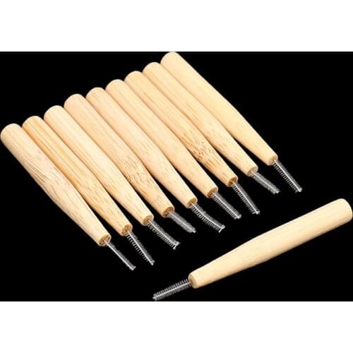 10pcs 5.5cm Bamboo Handle Interdental Brushes Denta Floss Interdental Cleaners Teeth Brush Toothpick Oral Care Tool