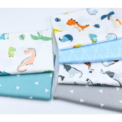 Dinosaur Triangle Cartoon Pattern 100% Cotton Sewing Fabric For Baby Child Quilt Sleeping Bag Fabric DIY Handmade Cloth