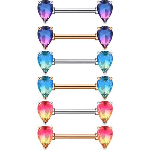 14G Surgical Steel Zircon Nipple Piercing Bar Ring Sexy Shiny Ball Nipple Barbell Jewelry Tepel Piercing Pezon Mujer Gift