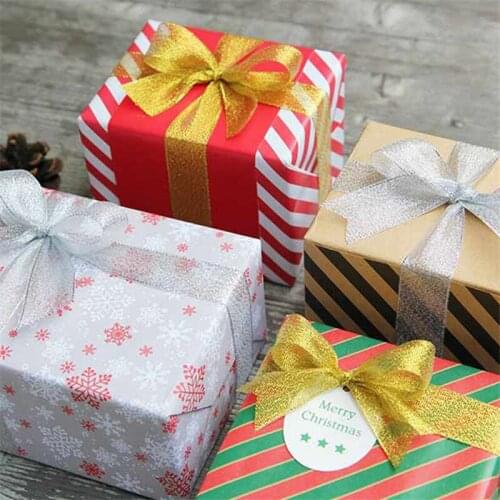 2.5mm*22m Gold Silver Ribbon Gift Box Ribbon Kids Candy Bag Packaging Riband Wedding Chocolate Tie