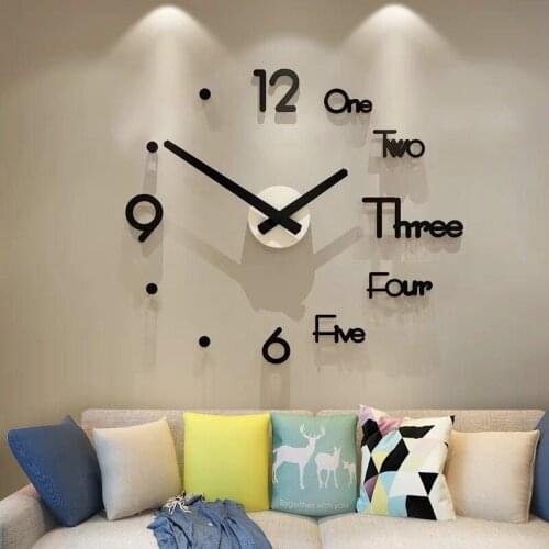 2020 New Fashion 3D big size wall clock mirror sticker DIY brief living room decor meetting room wall clock