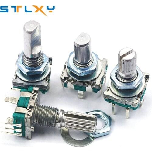 5PCS/LOT 20 Position 360 Degree Rotary Encoder EC11 w Push Button 5Pin Handle Long 15/20MM With A Built In Push Button Switch