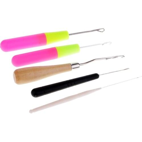 5Pcs/lot Plastic & Wood Latch Hook Crochet Needle for Hook Tool, Micro Braids Tools, s Maintenance