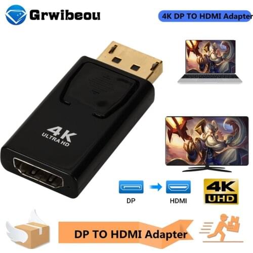 Grwibeou 4K DP to HDMI-compatible Adapter Display Port Male DP to Female HD TV Converter Cable Adapter Video Audio For PC TV