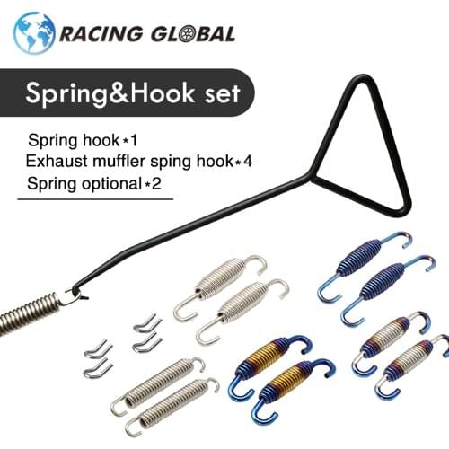 ALCON-7Pcs/set Motorcycle Exhaust Pipe Muffler Mounting Spring Hooks Link Pipes For Muffler 51MM 61MM Stainless Steel