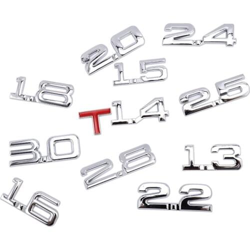 Car 3D Metal 1.6T 1.8T 2.2T 2.5T 3.0T Logo Sticker Emblem Badge Decals Auto Tail Sticker for BMW Mercedes Ford Audi Toyota Honda