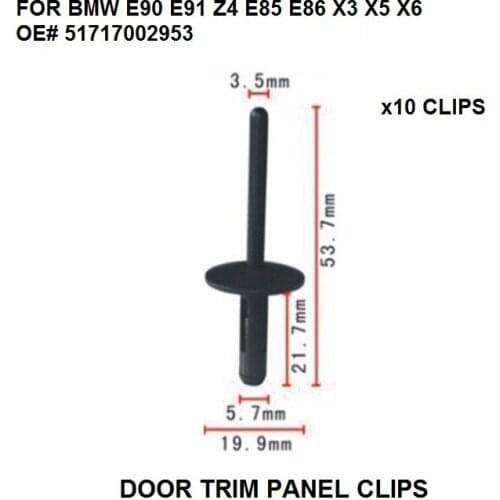 CAR STYLING FOR BMW E90 E91 Z4 E85 E86 X3 X5 X6 BUMPER SKIRT SILL RIVET CLIPS x10 NEW REPAIR SET OE# 51717002953