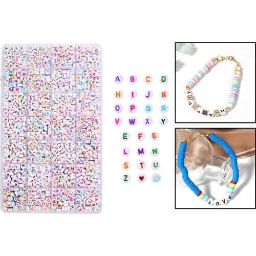 White Colorful Mixed Letter Plastic Beads Round Flat Alphabet Spacer Beads For Jewelry Making Handmade Diy Bracelet Necklace