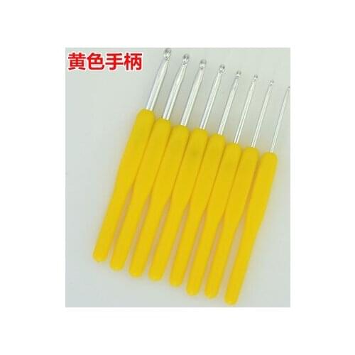 Free shipping yellow crochet Soft handle crochet crochet 8pcs a set crochet kit