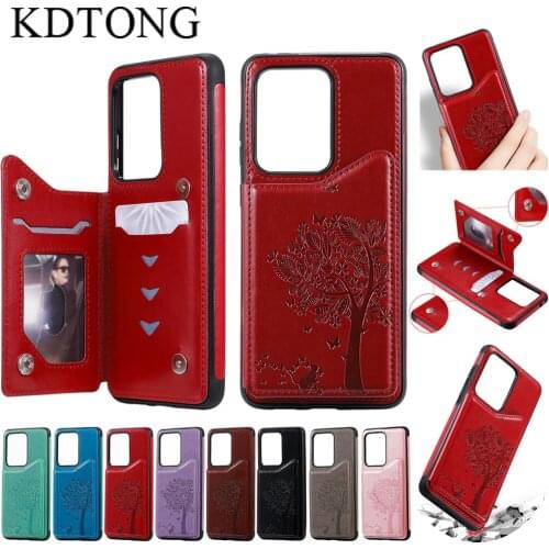 Phone Case sFor Coque Samsung Galaxy S20 Ultra S20 Plus Case Cute Embossing Cat Tree Flip Leather Magnetic Wallet Cover Capa